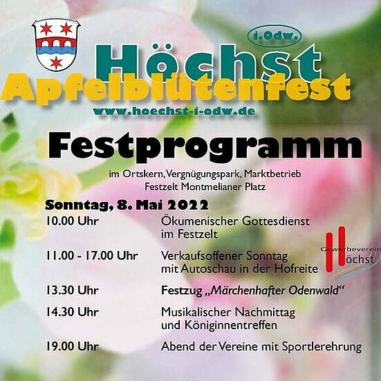 Programmflyer des Höchst Apfelblütenfests 2022.